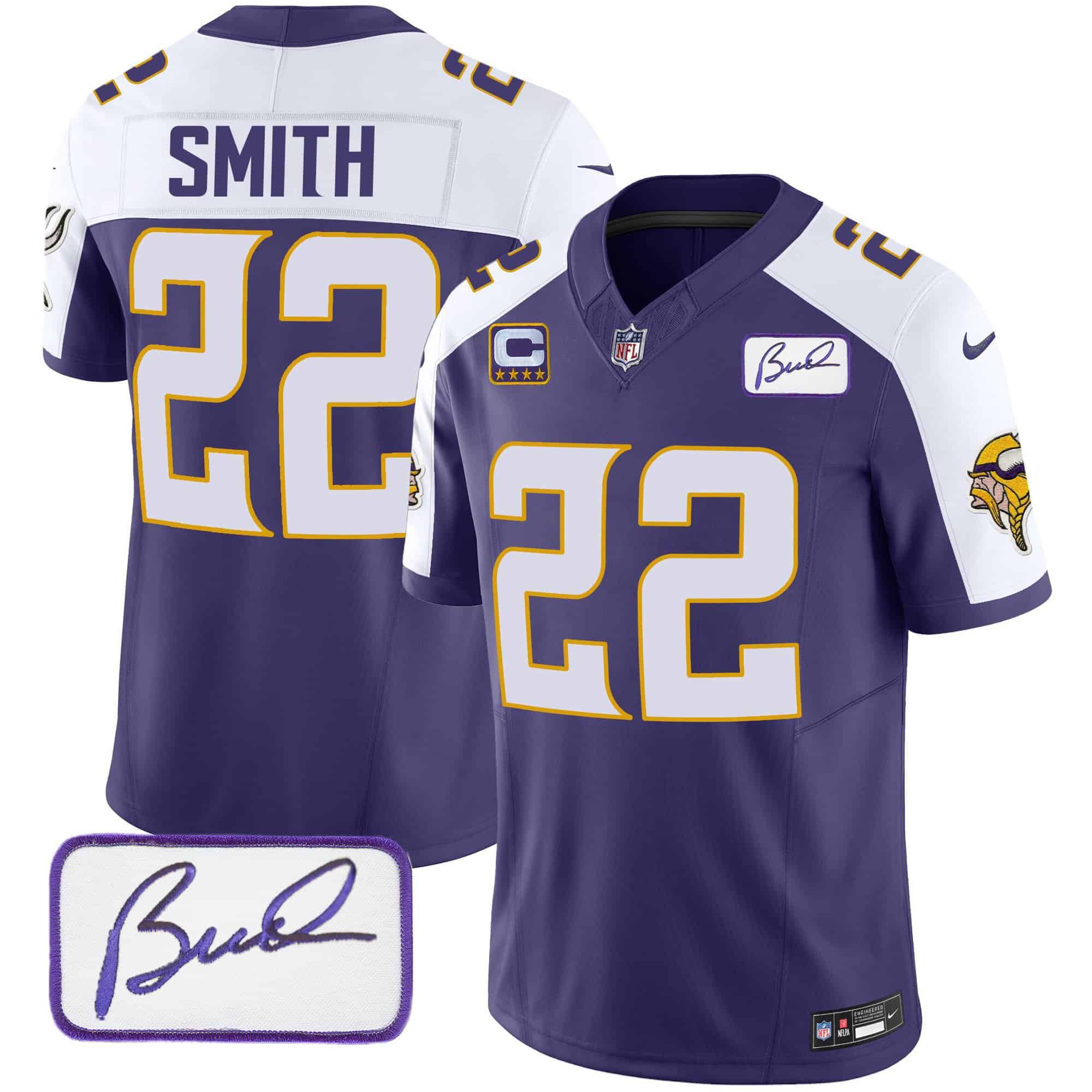 Men Minnesota Vikings #22 Smith Purple 2024 Nike Bud Grant Patch Classic Limited NFL Jersey style 2->indianapolis colts->NFL Jersey